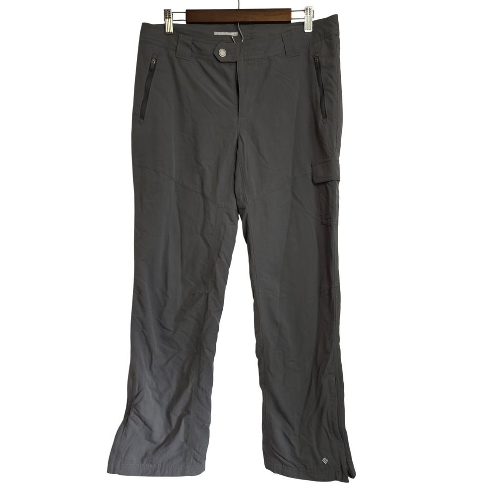 Columbia Omni-Shield Fleece Lined Hiking Pants Womens 12 Regular Grey Cargo Zips